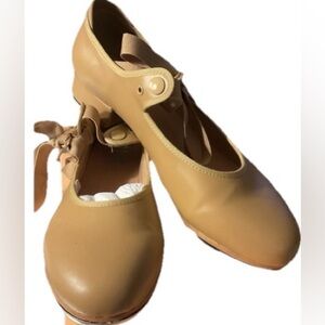 Bloch Techno Tap Beige Tan Shoes Tap Annie Tyette Tie Dance Women's Sz 9B New